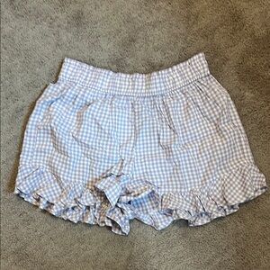 Hollister Blue and White Gingham Ruffle Shorts